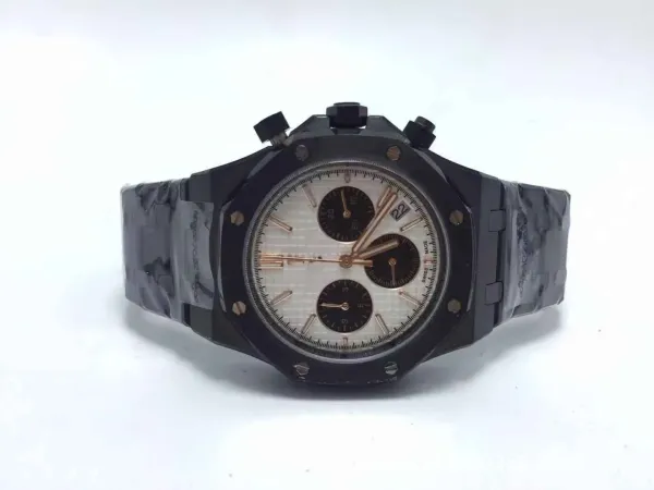 Audemars Piguet Royal Oak Chronograph Black Ceramic White Tapisserie Dial Watch Watches - 1