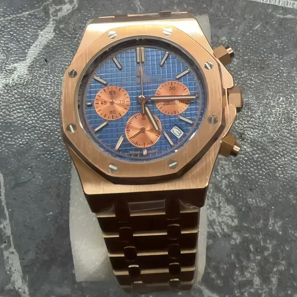 Audemars Piguet Royal Oak Chronograph Rose Gold Blue Dial Watch Watches - 1