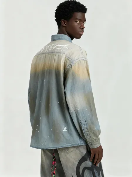 Design Dip-Dye Paint Splatter Shirt Tops Shirt - 2