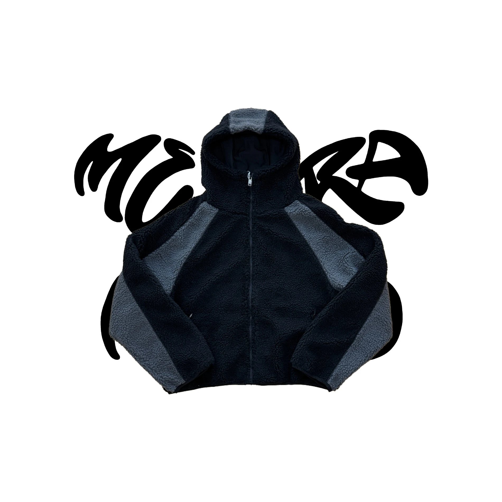MUTA Jackets Hooded zip-up shell jacket with multiple zip pockets — Polar fleece