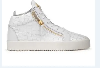 Design Giuseppe Zanotti Decolté White Croc-Embossed Zip Sneakers - 1