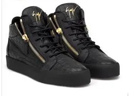 Design Giuseppe Zanotti Decollete High-Top Sneakers Black with Gold Zipper Sneakers - 1