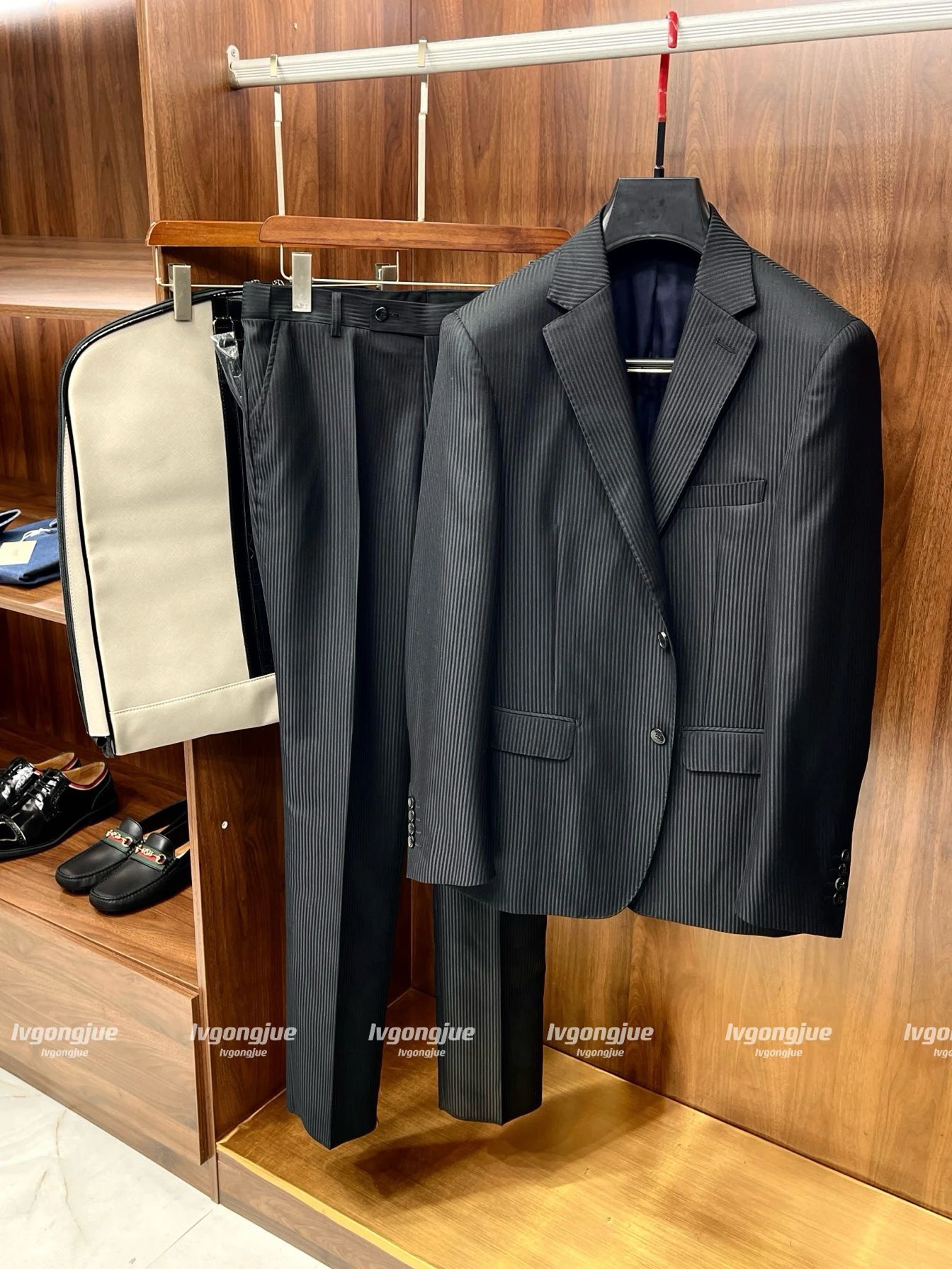 Design Pinstripe Suit Set Black