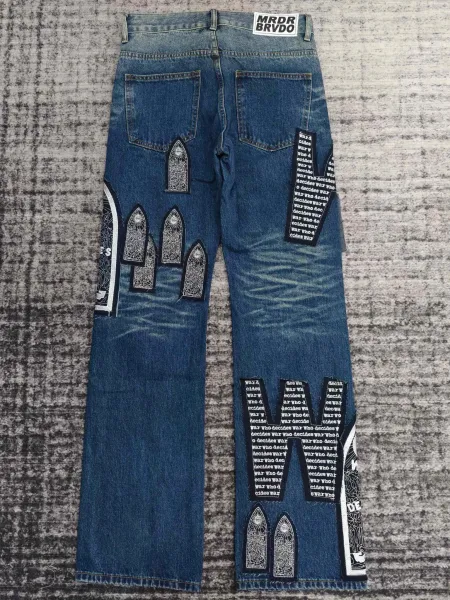 Design Who Decides War Gothic Arch Patchwork Denim Jeans - 6