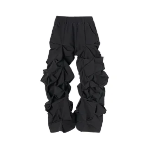 Design Ruched Volume Pants Black Pants