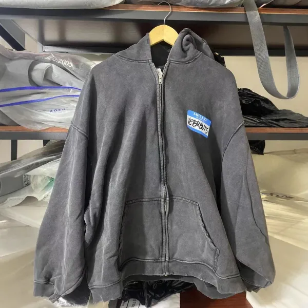 Vetements Garden Club Zip-Up Hoodie Gray - 5