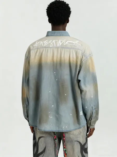 Design Dip-Dye Paint Splatter Shirt Tops Shirt - 4