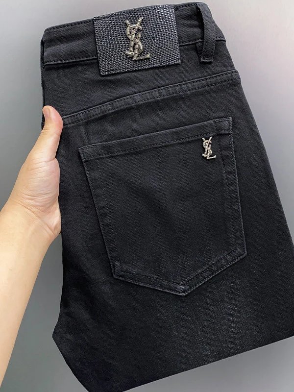 2025 Spring and Autumn New Brand Jeans Men's Slim fit Small Straight Tube Xinjiang Cotton Elastic High end Light Luxury Trendy Brand