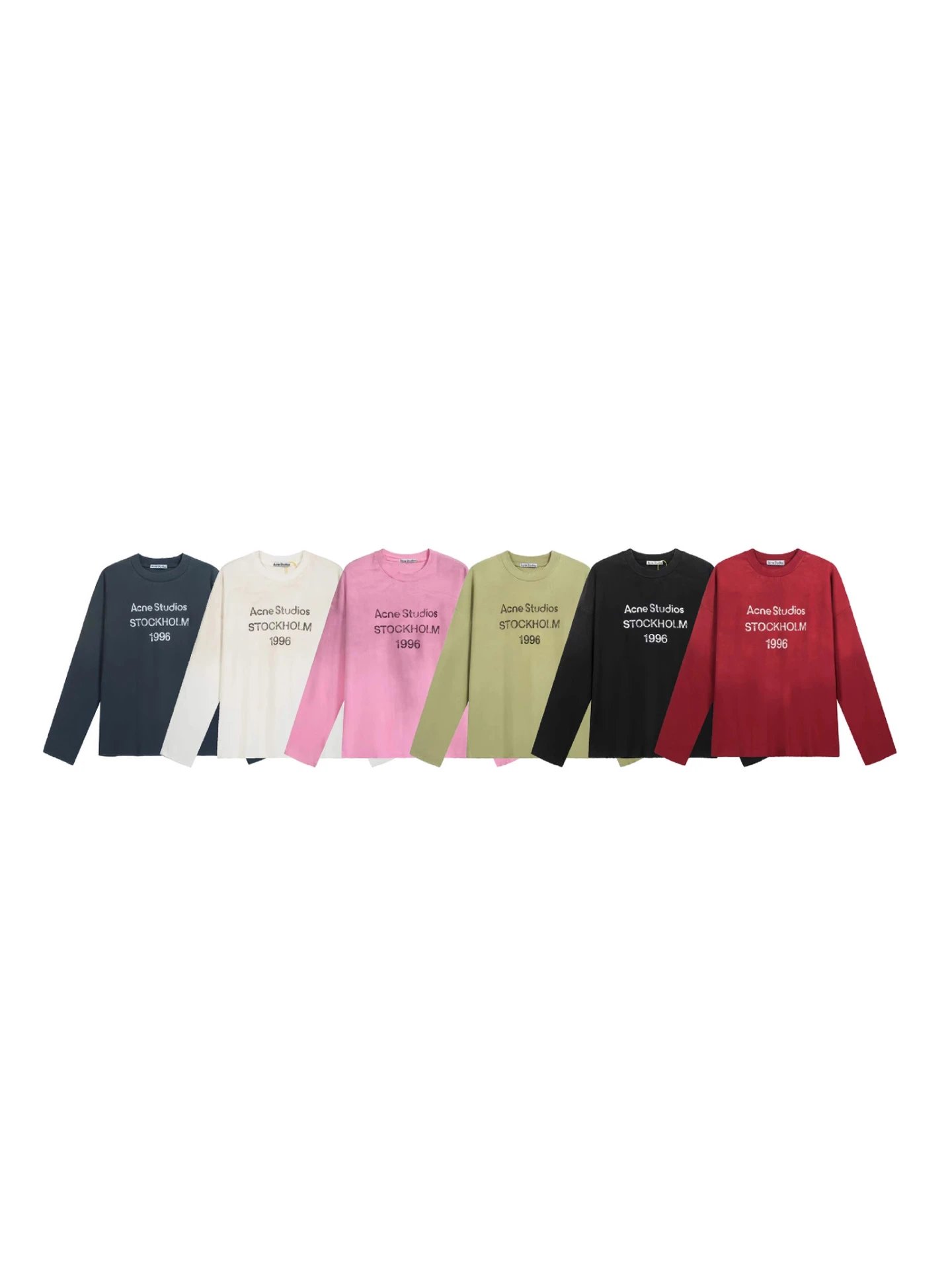 Trendy High Version AC1996 Washed Distressed Letter Print Crew Neck Unisex Long Sleeve Straight