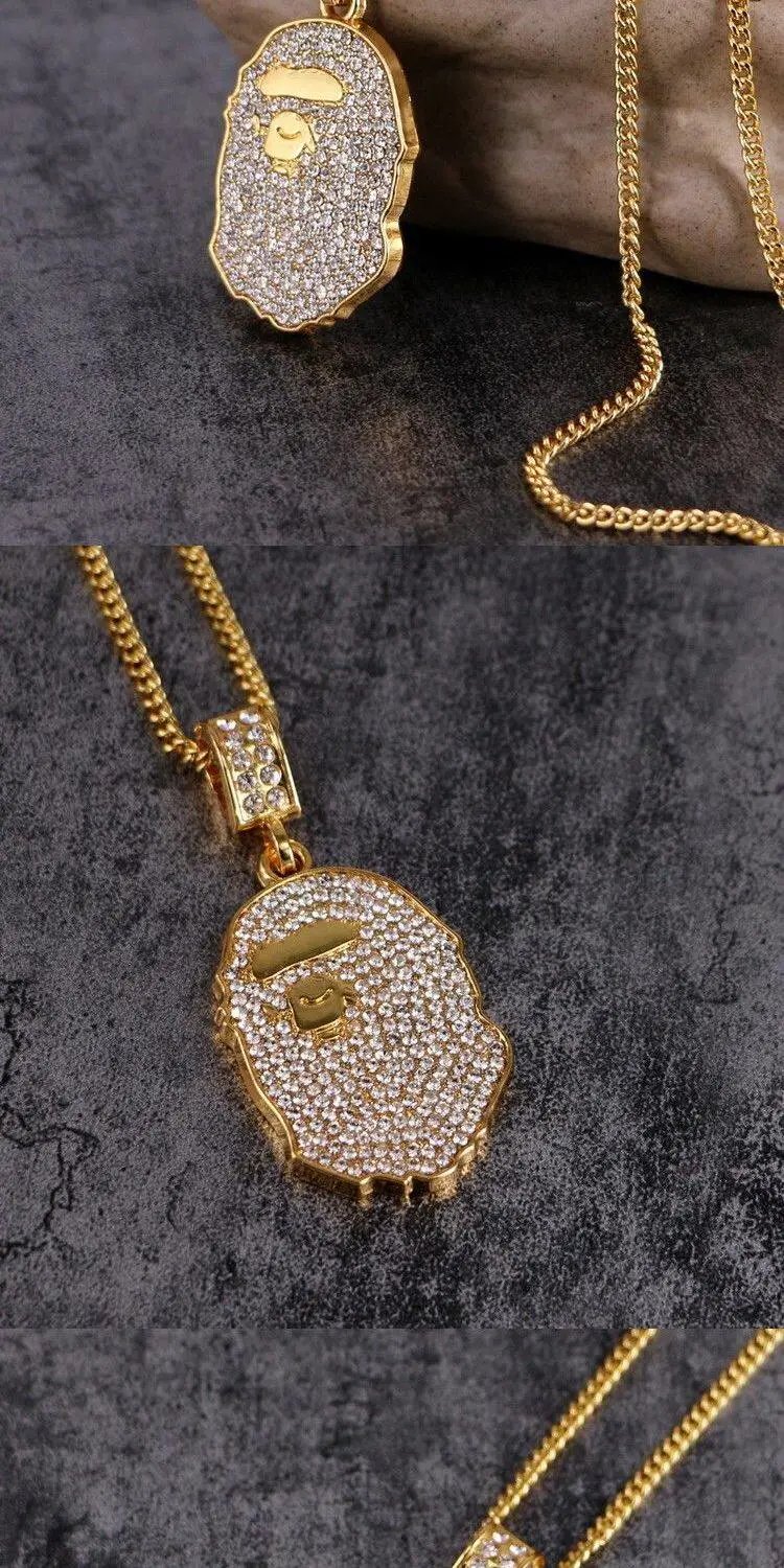 A Bathing Ape Bape Sta Pendant Necklace Silver Jewelry - 16