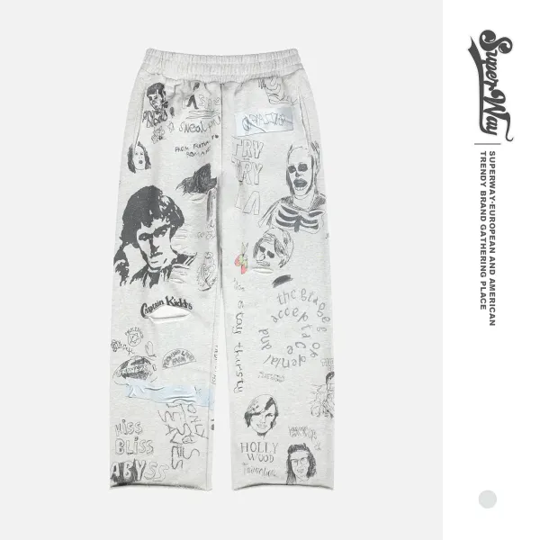 Design Graffiti-Print Sweatpants Gray - 2