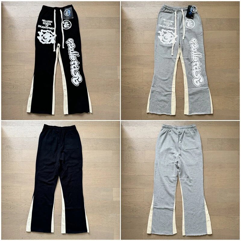 Color Block Puff Print High Street Unisex Trendy Casual Loose Sweatpants Trousers