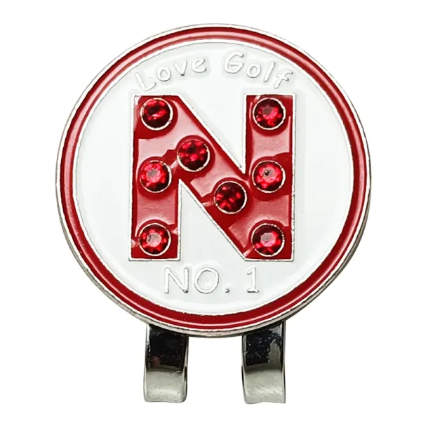 Design Love Golf N Letter Rhinestone Ball Marker Clip Accessories - 1