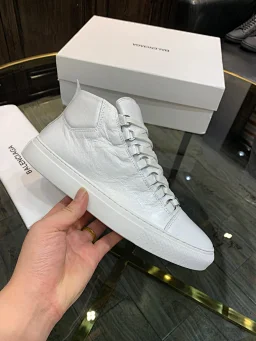 thumbnail for New foreign trade plus-size color-blocking BAL Paris INS trendy spray paint splashed ink high-top men's shoes leather sneakers