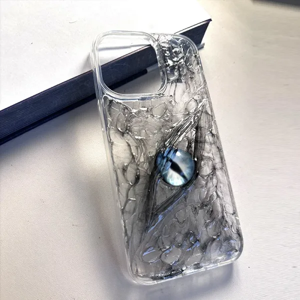 Design Custom Eye Motif Resin Phone Case Transparent Black Phone Case - 3