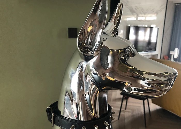 Design Doberman Sculpture Silver Chrome Home Decor Accessories - 3