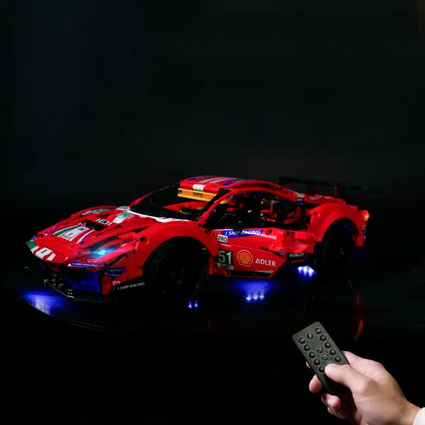 LEGO Technic Ferrari 488 GTE AF Corse No.51 Racing Car Red with LED Lighting Kit Electronics - 1