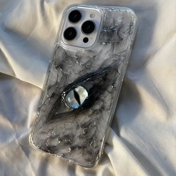 Design Custom Eye Motif Resin Phone Case Transparent Black Phone Case - 1