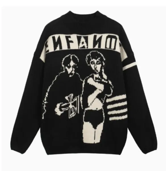 Enfants Riches Déprimés Graphic Knit Sweater Black - 1