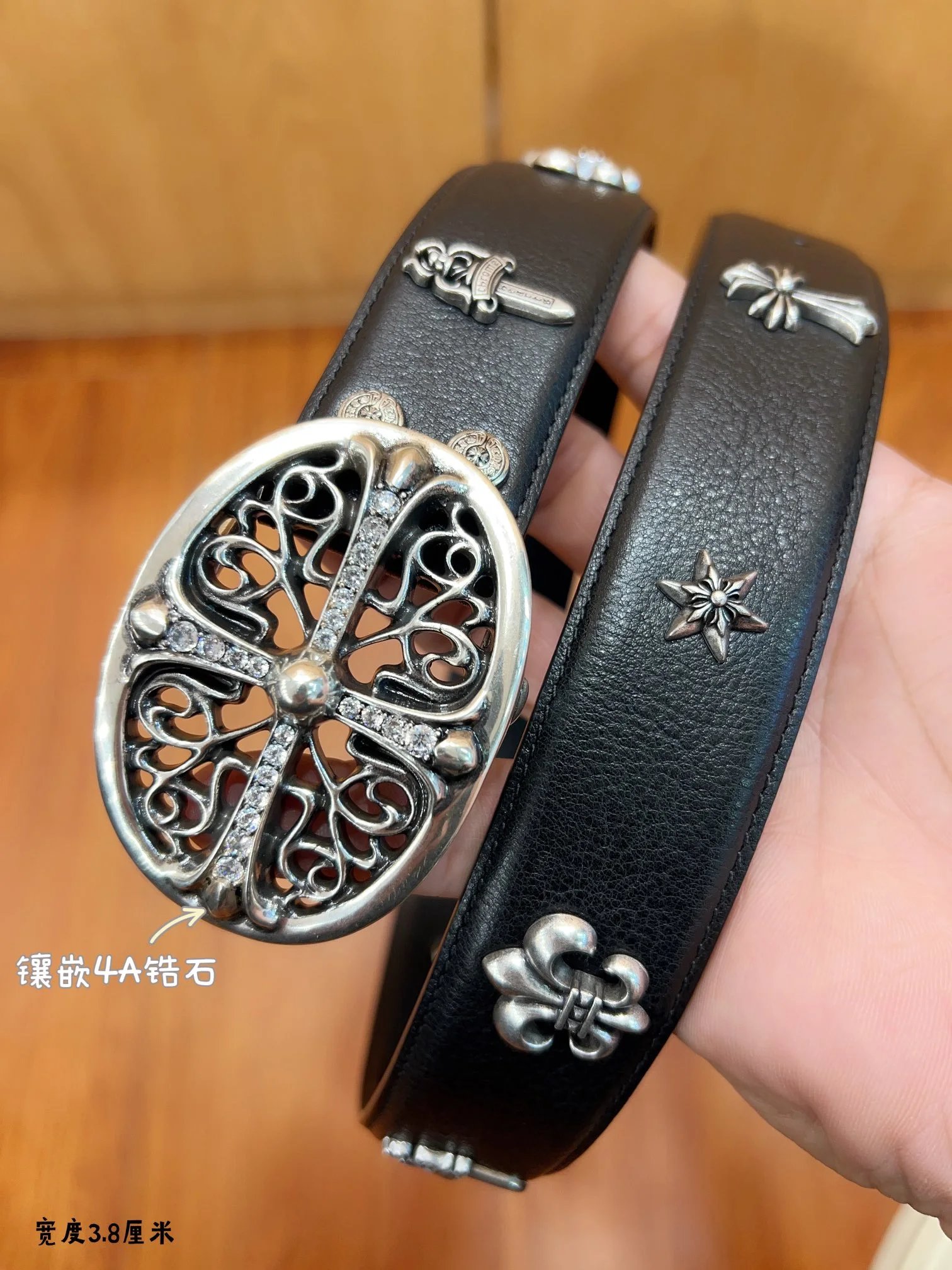 Diamond Black Cross with Silver Hardware