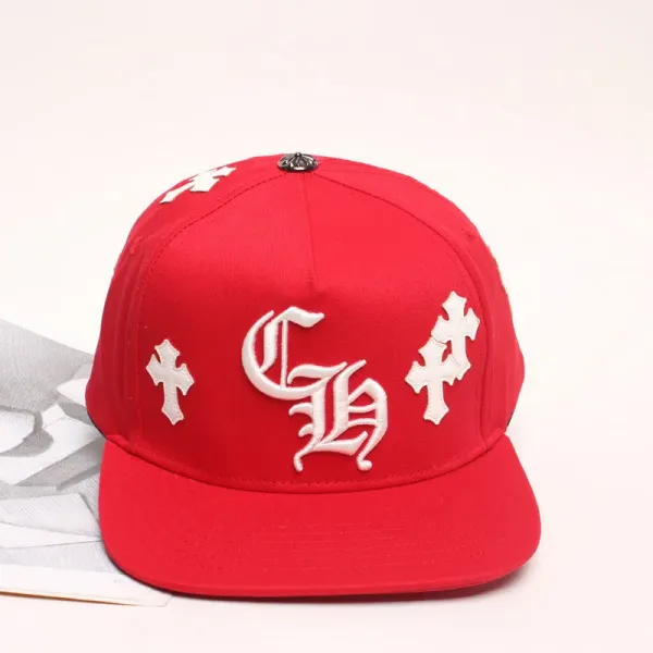 Chrome Hearts Cross & CH Logo Snapback Cap Red Baseball Cap - 1