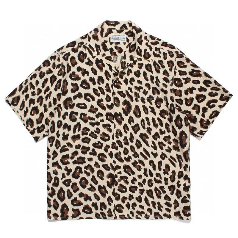 Design Leopard Print Short-Sleeve Button-Up Shirt - 5