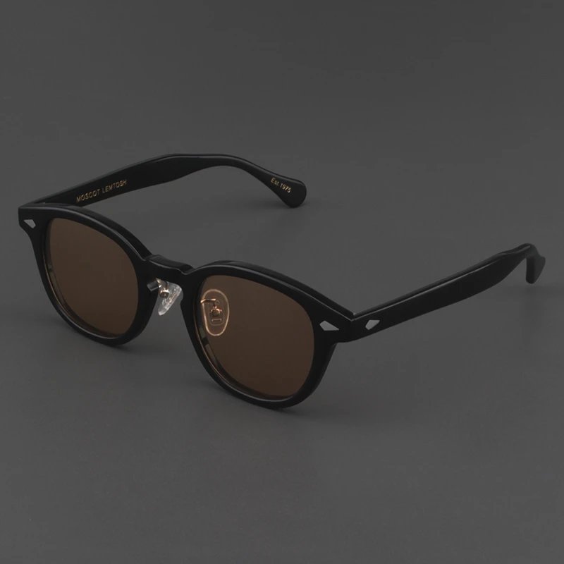 MOSCOT LEMTOSH Sunglasses Women's Asian Edition with Nose Support Black Frame Glasses Yellow Polarized Lens Sunglasses Men's Lisa