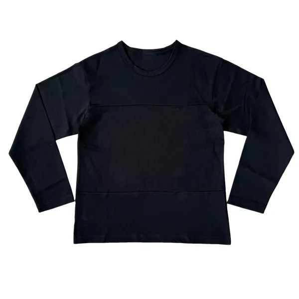 Design Long Sleeve Ribbed Top Black - 1