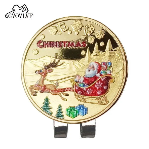 Design GVOVLVF Christmas Santa Sleigh Golf Ball Marker with Magnetic Clip Accessories - 1