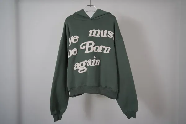 Design 'We Must Be Born Again' Olive Green Hoodie - 1