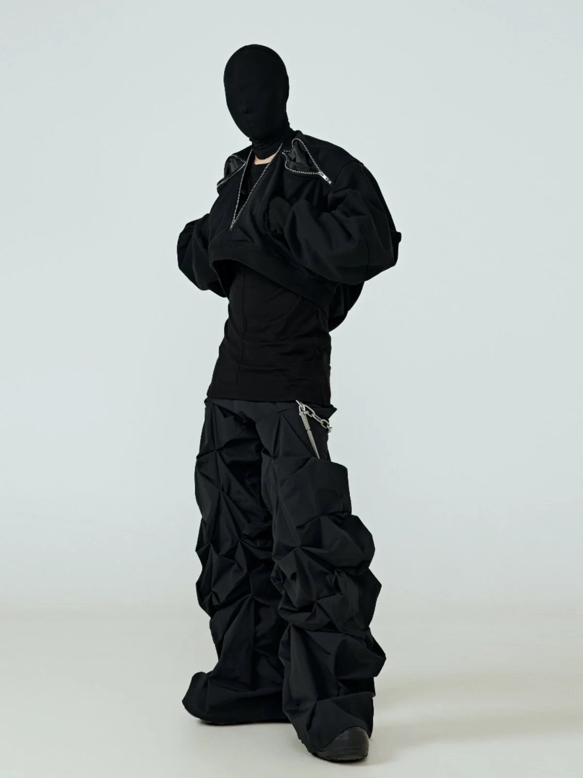 Design Ruched Volume Pants Black Pants - 5