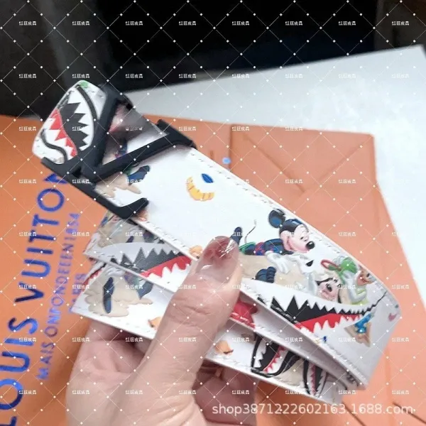 Louis Vuitton x Disney Monogram Shark Belt White Leather Belt - 1