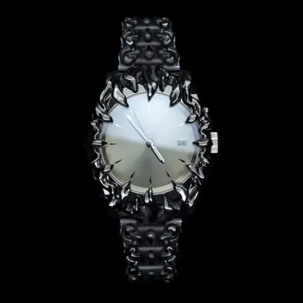 Design Flame-Edge Mechanical Watch Black Silver Watches - 1