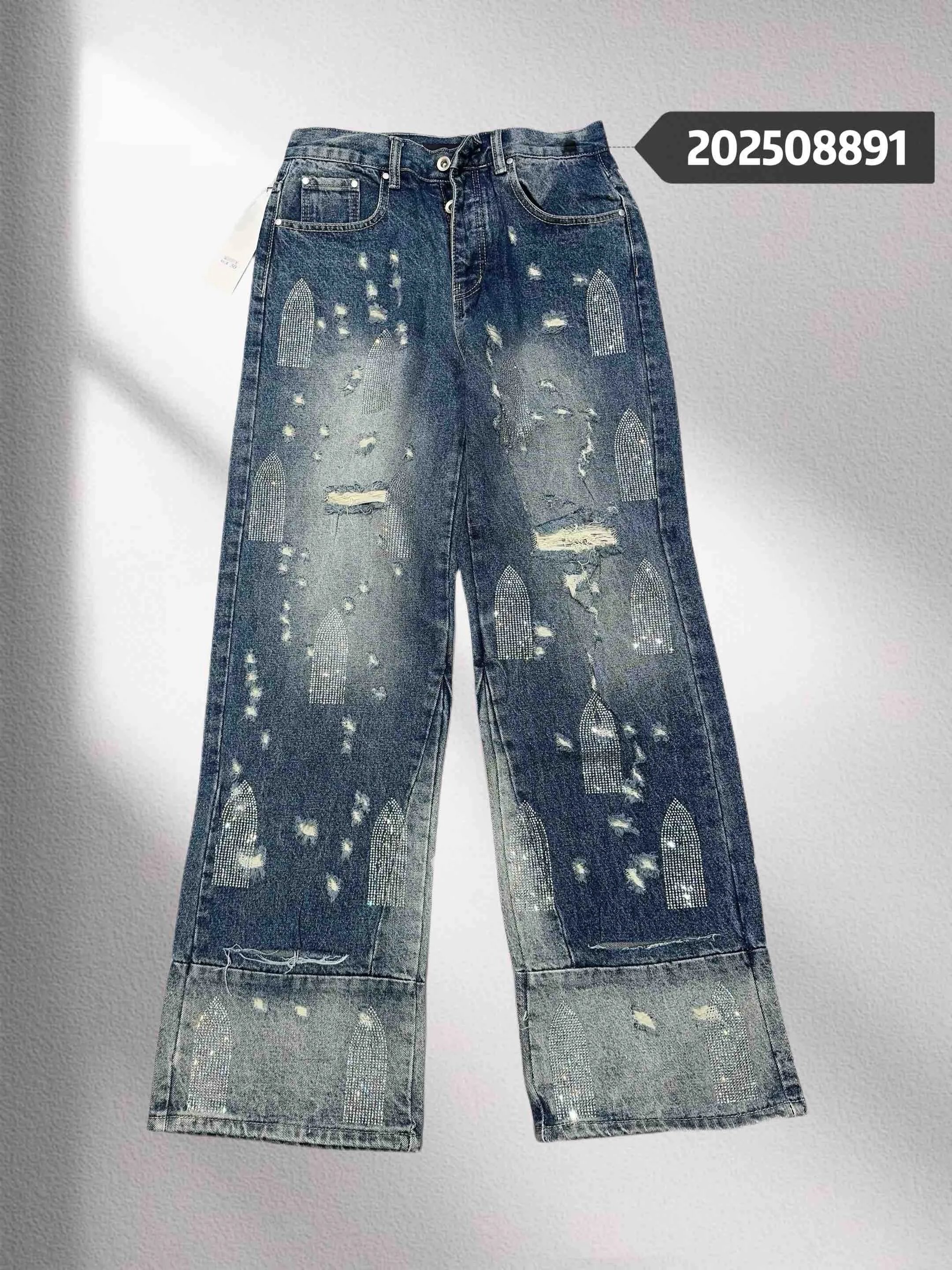 Design Who Decides War Distressed Print Jeans Black Jeans - 5