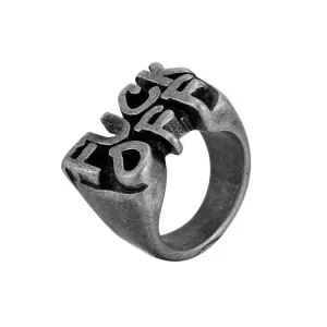 Design Sterling Silver Gothic Letter Ring Gray Jewelry