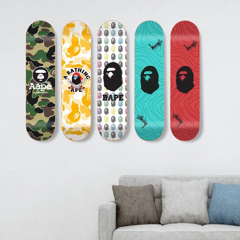Skateboard Wall Art Featuring Ape Head Designs