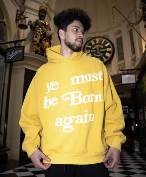 Design Ye Must Be Born Again Yellow Hoodie - 1