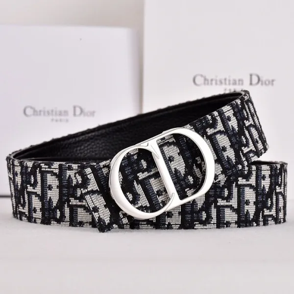 Dior Oblique Canvas Belt Black and White - 1