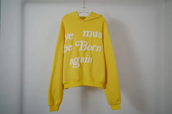 Design 'Ye Must Be Born Again' Yellow Cropped Hoodie - 1
