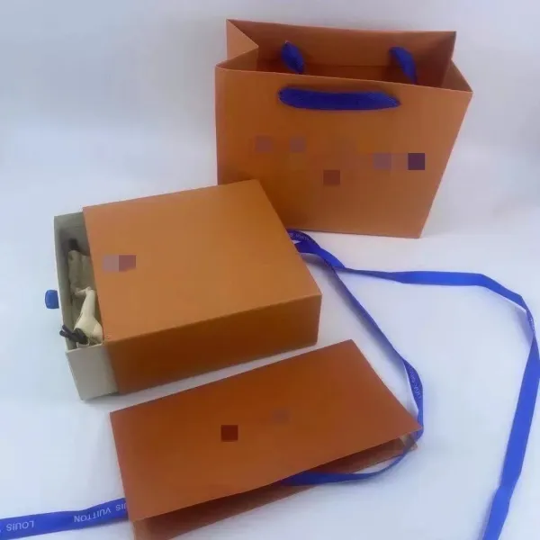 Louis Vuitton Orange Gift Box Set with Blue Ribbon Bags - 1