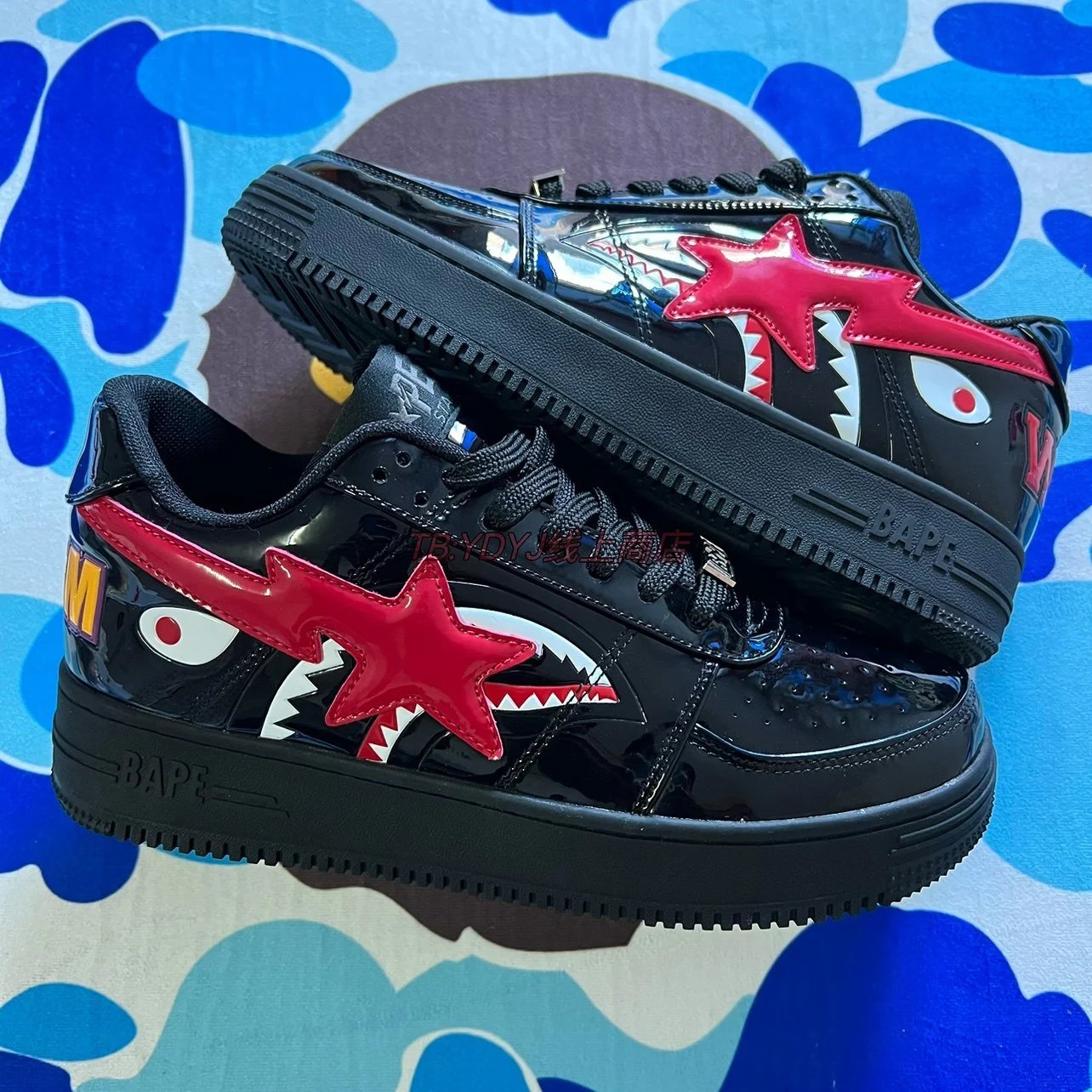 Bapesta sk8 dunk shark batman melody patent leather vibe trendy street low-top casual sneakers