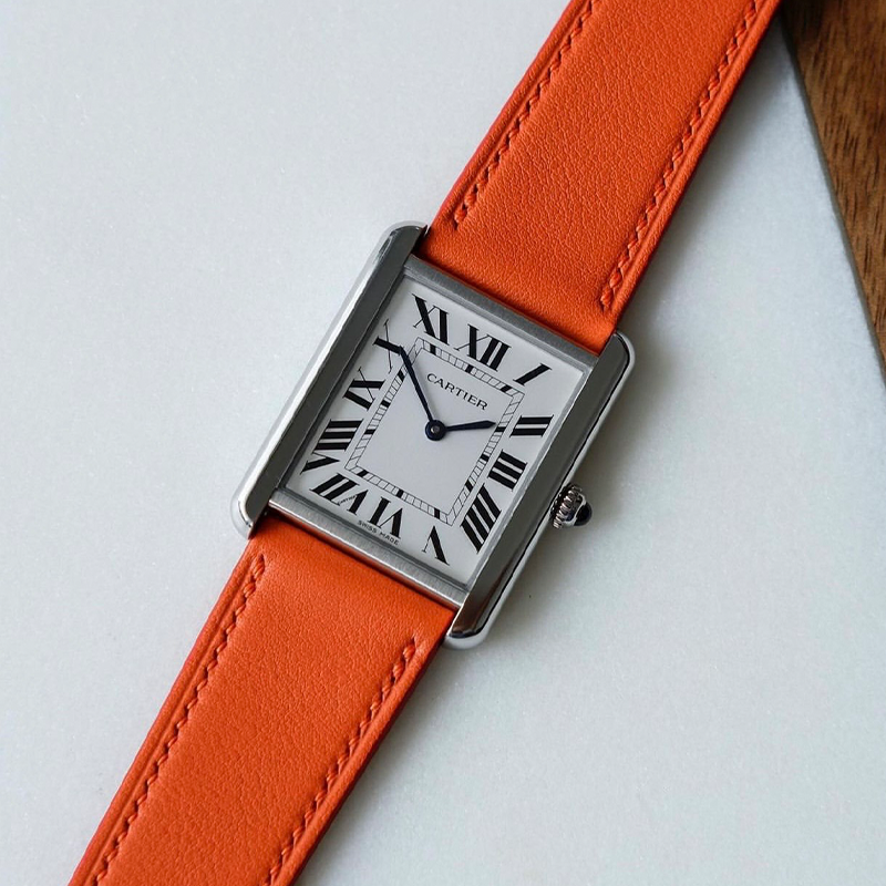 Cartier Santos Dumont Gold Case Brown Alligator Strap Watch Watches - 11