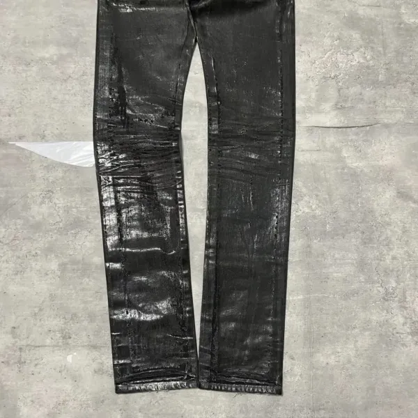 Rick Owens DRKSHDW Black Glossy Distressed Jeans - 8
