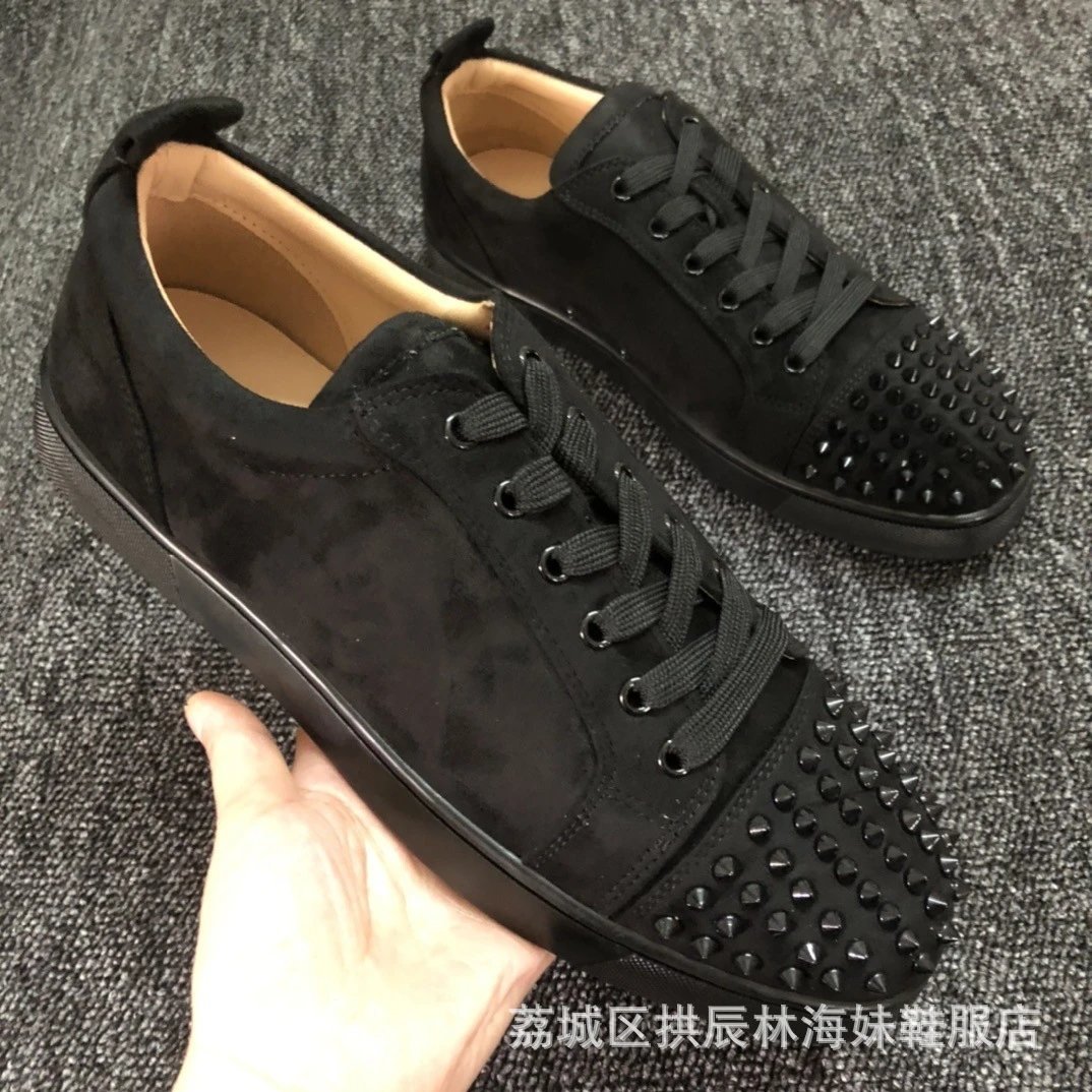 Christian Louboutin Louis Junior Velvet Black Sneakers - 14