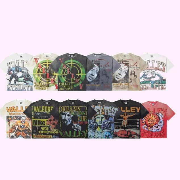 Vale Forever Valley Fest Bling Tee Distressed Washed Cotton T-Shirt
