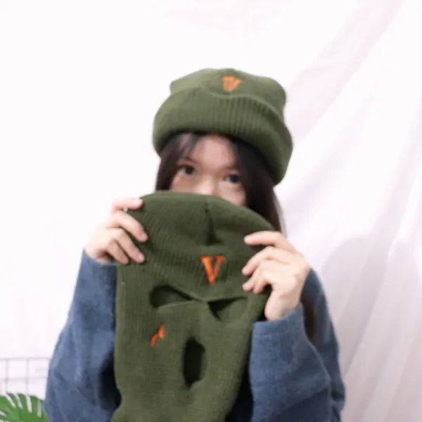 Valentino V Logo Knit Ski Mask Black Accessories - 2