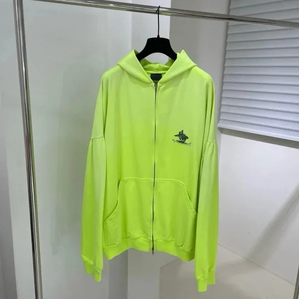 Design Neon Lime Zip-Up Hoodie with Graphic Print - 1