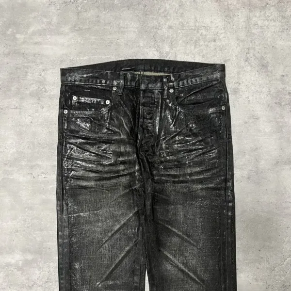 Rick Owens DRKSHDW Black Glossy Distressed Jeans - 5
