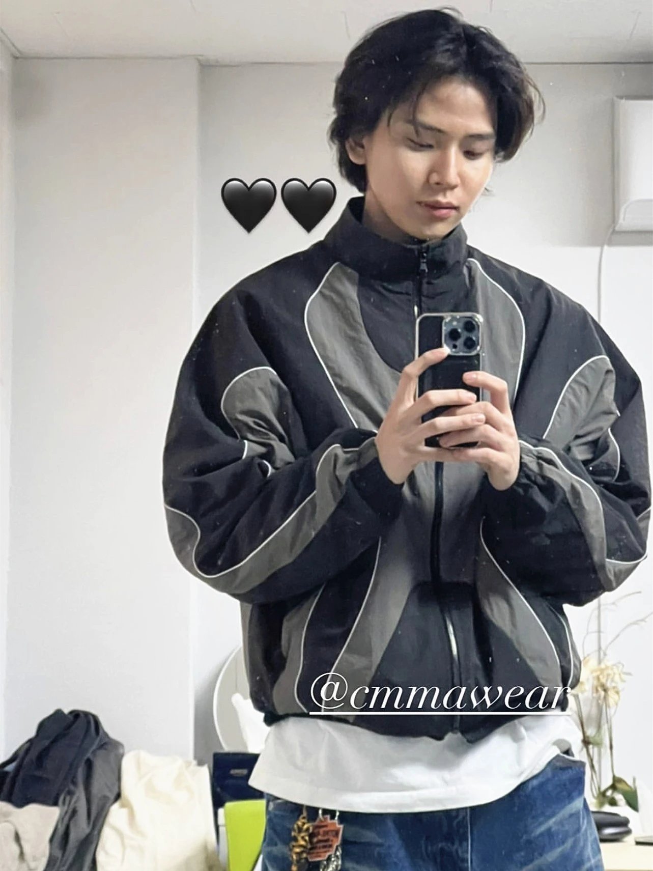 Design CMM A Wear Oversized Windbreaker Jacket Black Gray Outerwear.windbreaker - 4