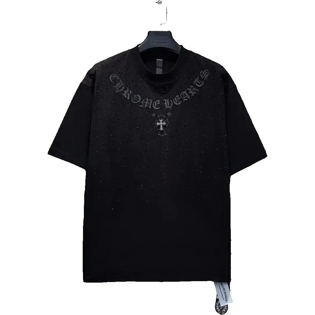 Chrome Hearts Shiny Tee with rhinestones